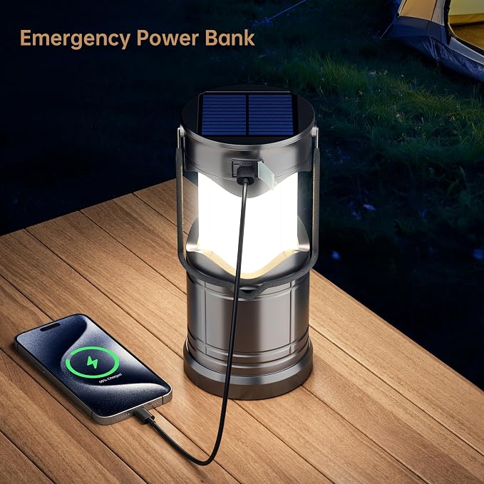 Lichamp 2-Pack Solar Camping Lantern, USB Rechargeable LED Lanterns Battery - Image 4