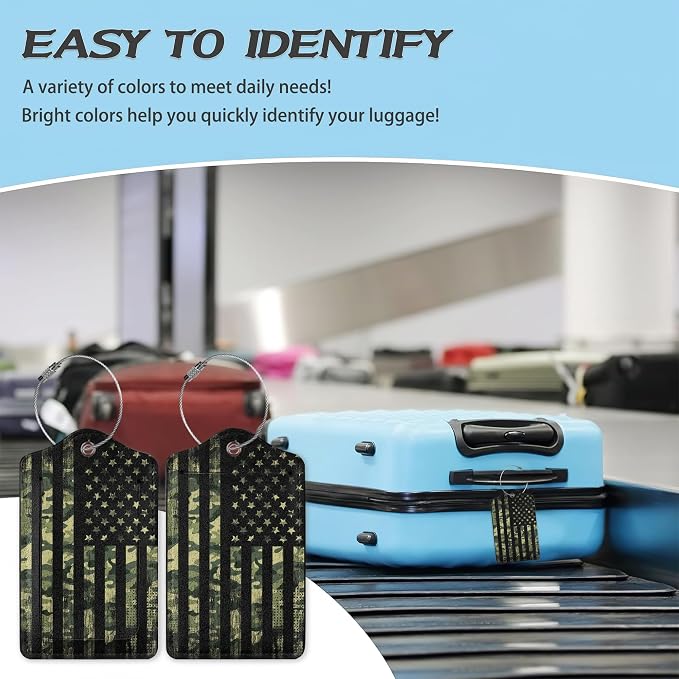 3 Pack Luggage Tag for Suitcase, American Flag USA Flag Leather Luggage Tags - Image 5