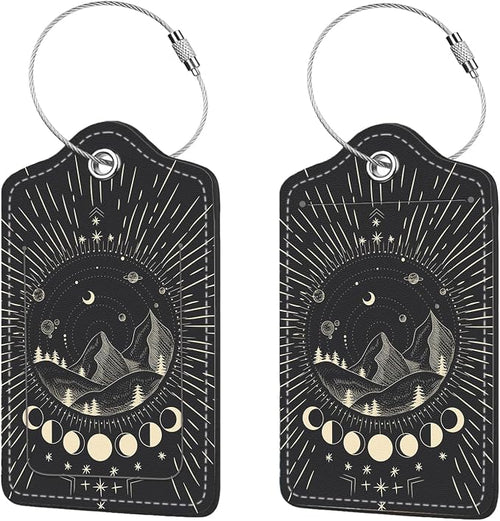 2 Pcs Luggage Tags for Suitcase, Cute Unique PU Leather Travel Bag Tag by Anikathy
