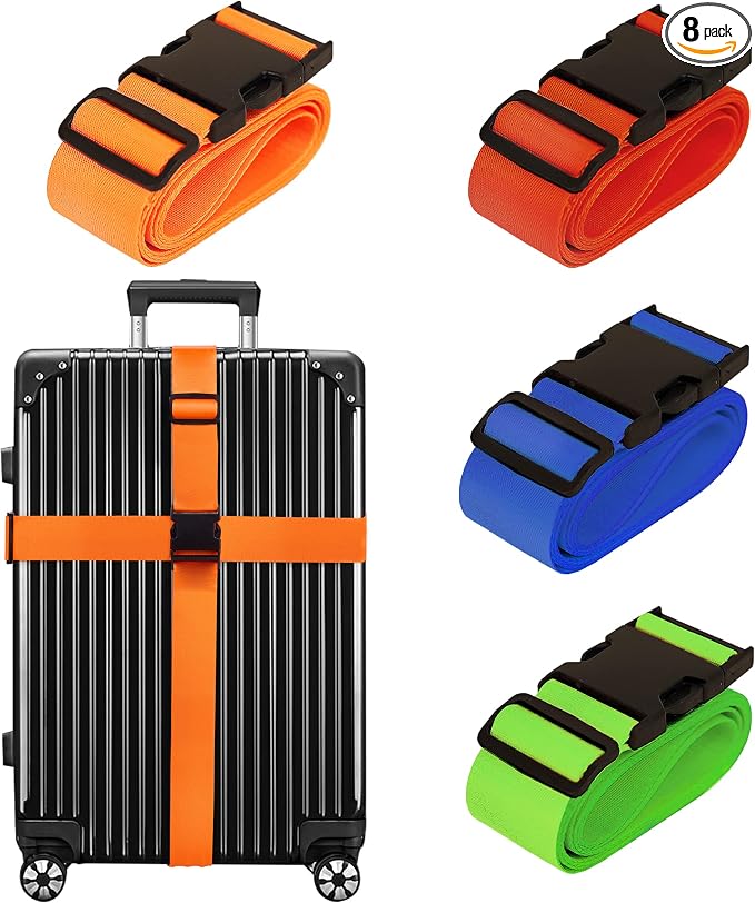 Luggage Straps for Suitcases TSA Approved Travel Belt 8 Pack by Chelmon by Chelmon