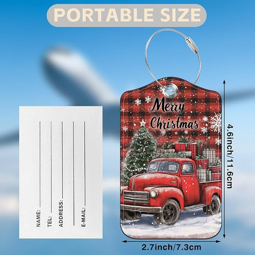 2 Pcs Red and Black Checkered Christmas Tree Luggage Tags - Image 2