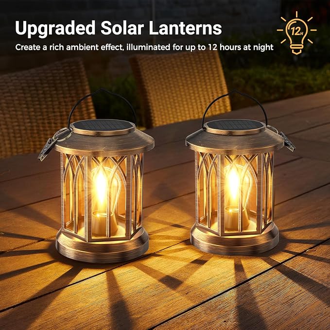 WdtPro Solar Lanterns Outdoor Lights, 4 Pack Bright Lanterns Outdoor Waterproof - Image 4