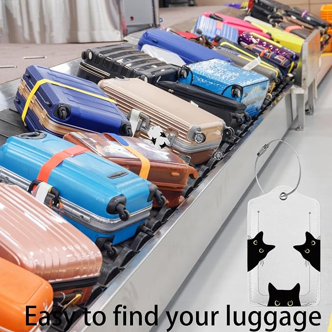 Cat's Gaze 2 Pack Luggage Tag for Suitcase, Cute Unique Leather Bag Tags - Image 5