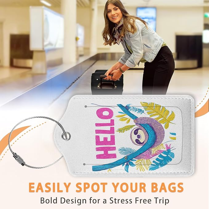 Colorful Sloth Hello 3 Pack Luggage Tags - Image 4