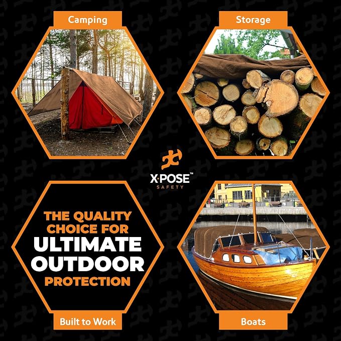 Multipurpose Protective Cover Brown Poly Tarp 16' x 20' - Image 7