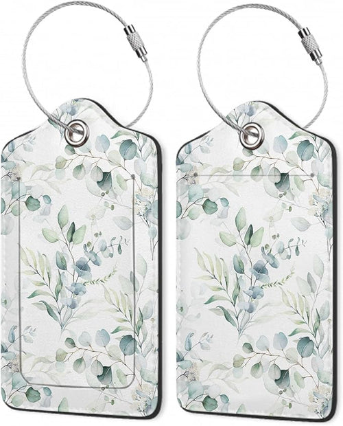 2Pcs Luggage Tag for Suitcase Sage Floral Green Leaves Cute Suitcase Tag by Gearsly