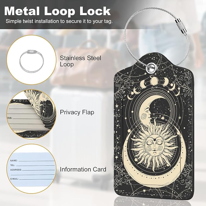 2Pack Luggage Tags for Suitcases, Cute Unique Pu Leather Cruise Luggage Tag - Image 2