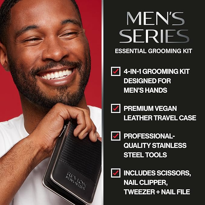 Revlon Men's Grooming Kit, 5-Piece Travel Essentials Set, Includes Nail Clippers - Image 2