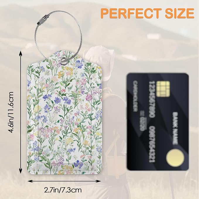 Colorful Vintage Watercolor Wildflower 3 PCS PU Leather Luggage Tags - Image 2