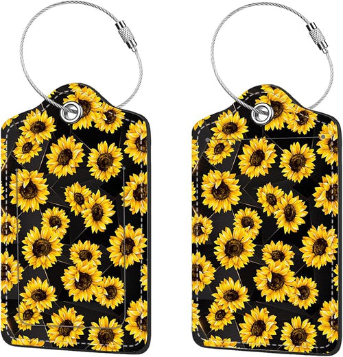 2 Pcs Luggage Tags for Suitcase, Cute Unique PU Leather Travel Bag Tag by Anikathy