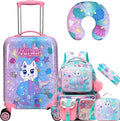 Cute Cat Kid’s Luggage Set 5 Piece Suitcase Set 16’’ Hardside Luggage by Unknown