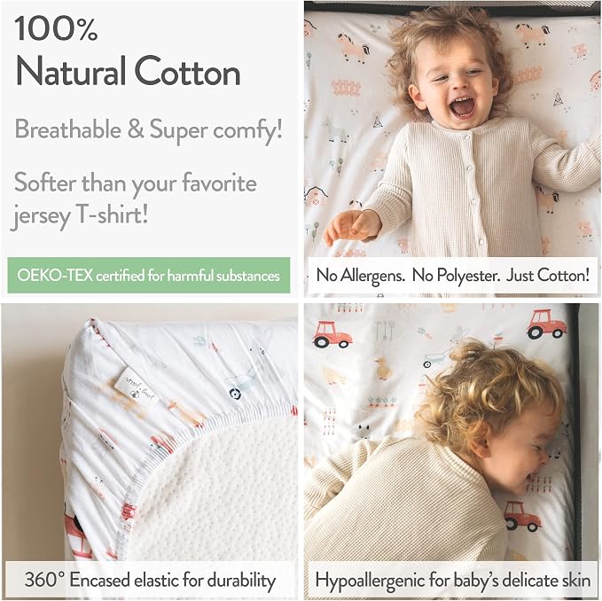 Travel Crib Fitted Sheets for Baby Bjorn, Guava Lotus Travel Crib and 24 x 42 - Image 3