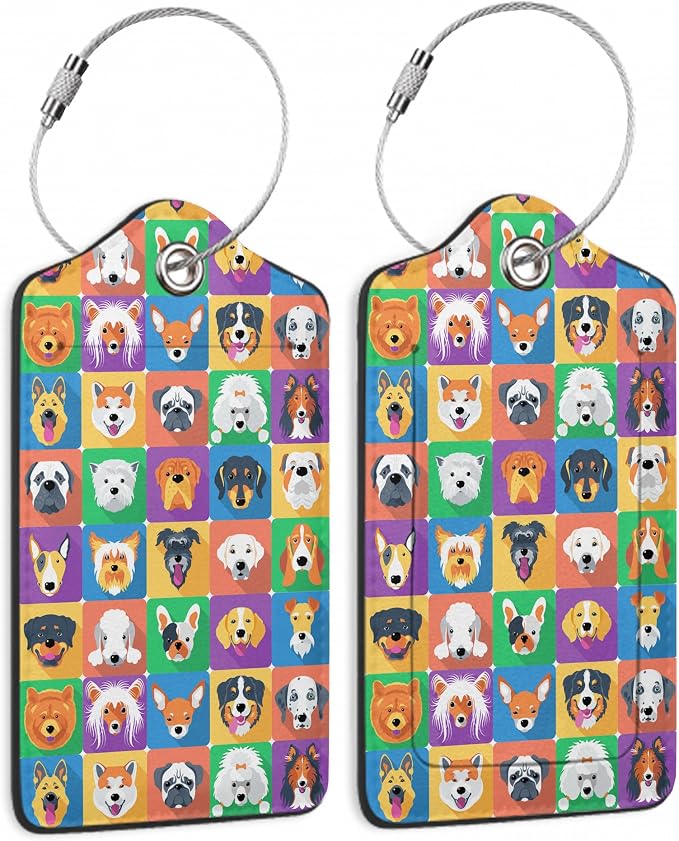 Cute Dog Luggage Tag for Suitcase 2 Pcs Unique Leather Suitcase Tags by TXIANT