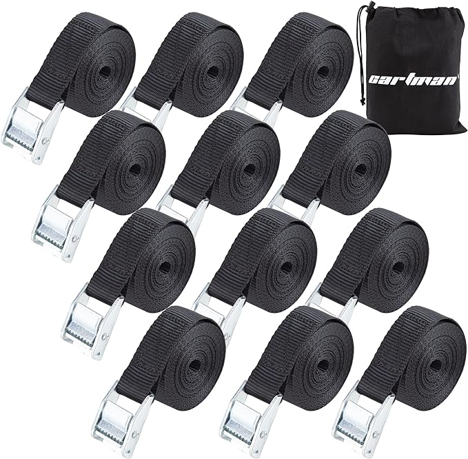 Cartman 1" x 12' Lashing Straps Cargo Tie-Down Strap Up to 600lbs, 12pk in by CARTMAN