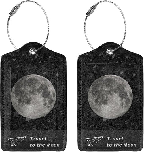 2 Pack Luggage Tag for Suitcase, Cute Unique Leather Suitcase Tags Identifiers by COWDIY