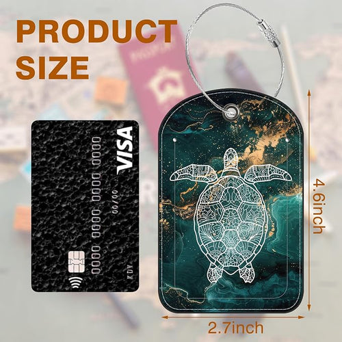 2 Pack Luggage Tag for Suitcase Liquid Marble and Turtle Leather Suitcase Tags - Image 2