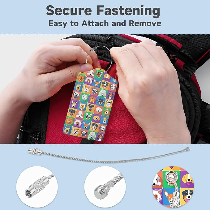 Cute Dog Luggage Tag for Suitcase 2 Pcs Unique Leather Suitcase Tags - Image 3