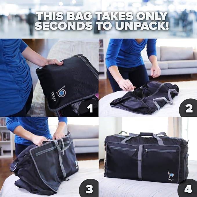 Bago Foldable Duffel Bags for Traveling Women & Men - 40L Sports Packable - Image 8