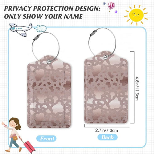 3 Pack Luggage Tag for Suitcase, Glitter Rose Gold Leather Luggage Tags - Image 2