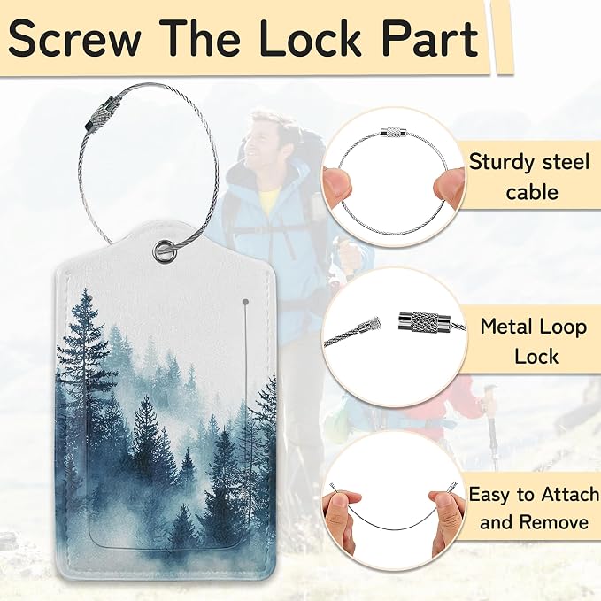 3 PCS Misty Forest Landscape Luggage Tags, Suitcase Tags Privacy Cover ID Label - Image 2