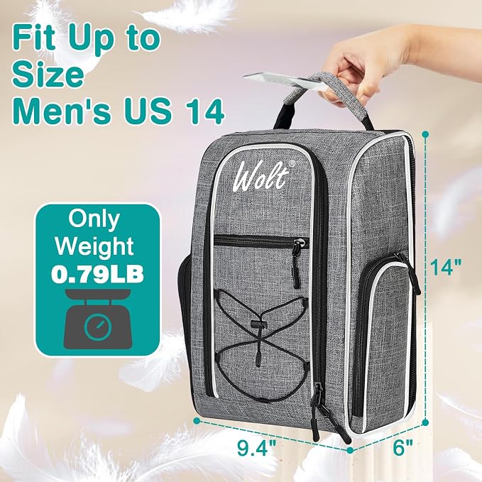 Wolt 2 Pcs Golf Shoe Bag for Travel- Zippered Shoes Carrier Bags - Image 2