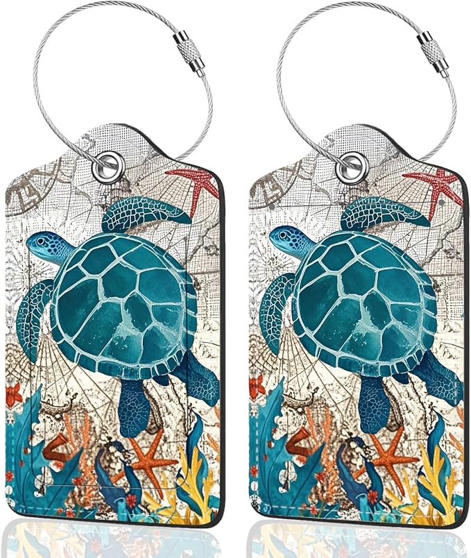 2Pack Luggage Tags for Suitcases, Cute Unique Pu Leather Cruise Luggage Tag by Unknown