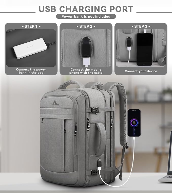 60L Travel Laptop Backpack for Men, Extra Large Backpack, Big Capacity Carry On - Image 7
