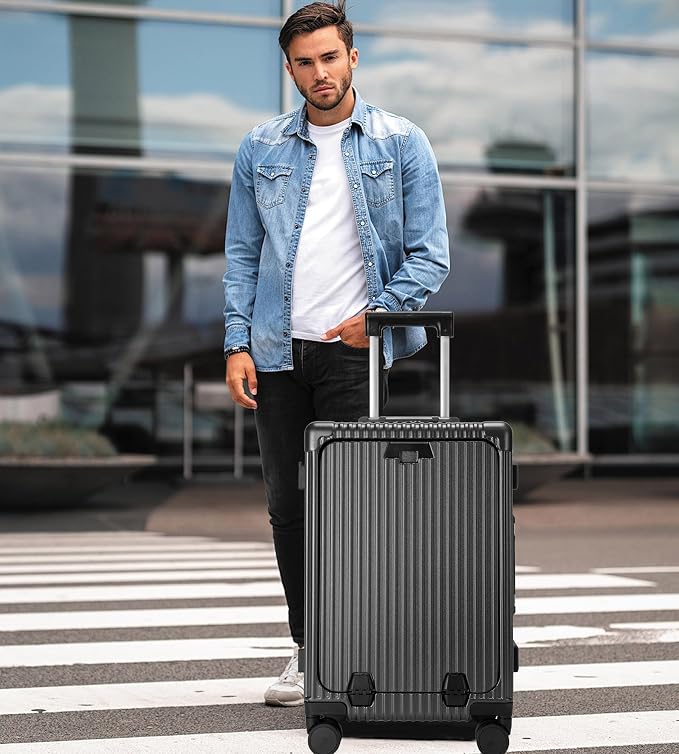 feilario 24in Aluminium Frame PC Hard Shell Spinner Wheels Luggage, Built-In - Image 8