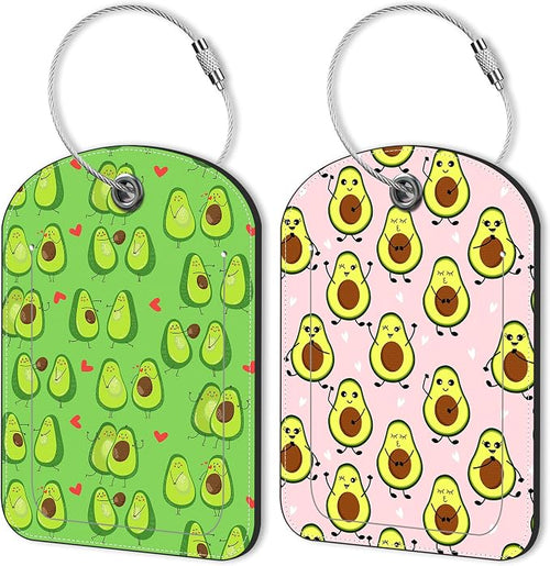 2 Pack PU Luggage Tags for Suitcase, Avocado Suitcase Tag Leather ID Label Bag by Unknown