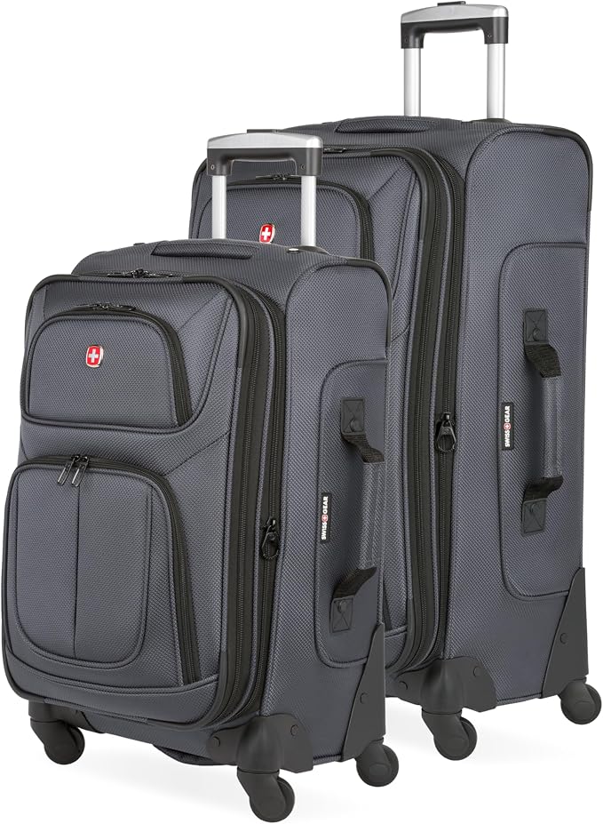 SwissGear Sion Softside Expandable Luggage, Dark Grey, 2-Piece Set by SwissGear