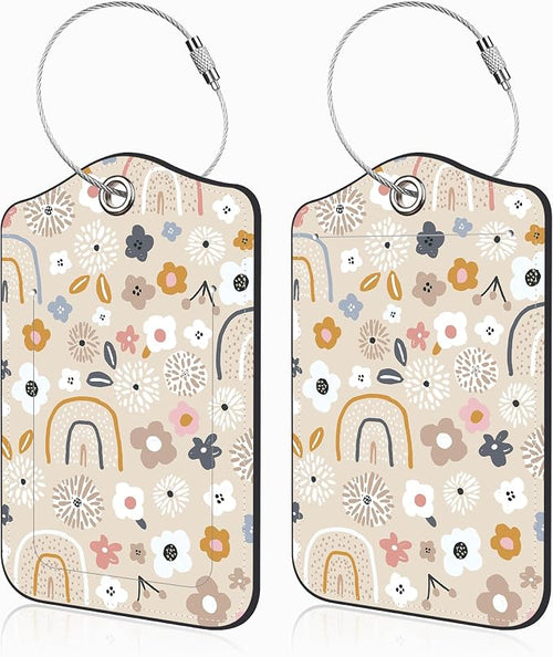 2 Pack Luggage Tags for Suitcases Boho Rainbow Flower Leather Luggage Tags by Unknown