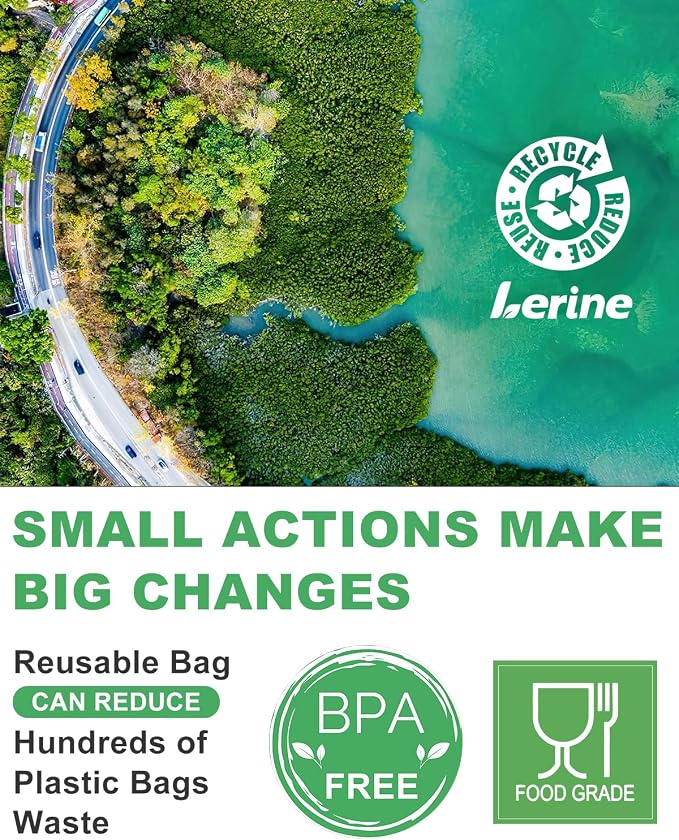 Lerine 16 Pack Reusable Gallon Freezer Bags Dishwasher Microwave Safe, Stand Up - Image 8