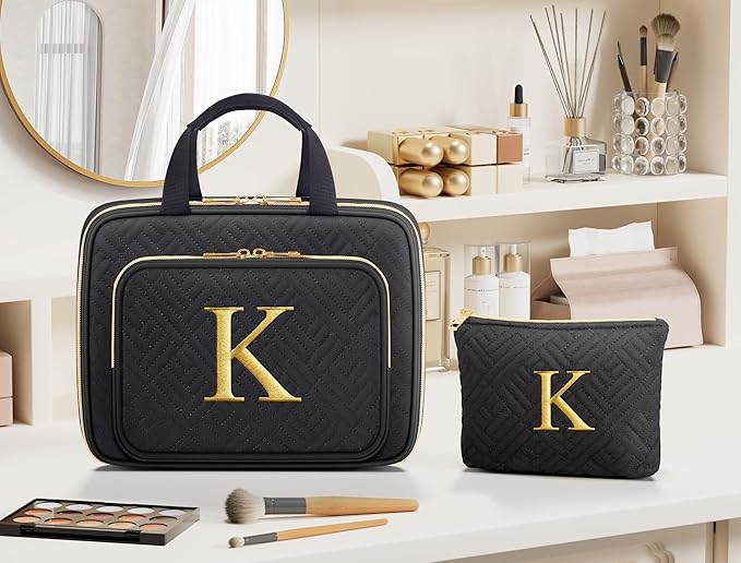 Gifts for Women, Initial Toiletry Makeup Bag Hanging Cosmetic Organizer - Image 9