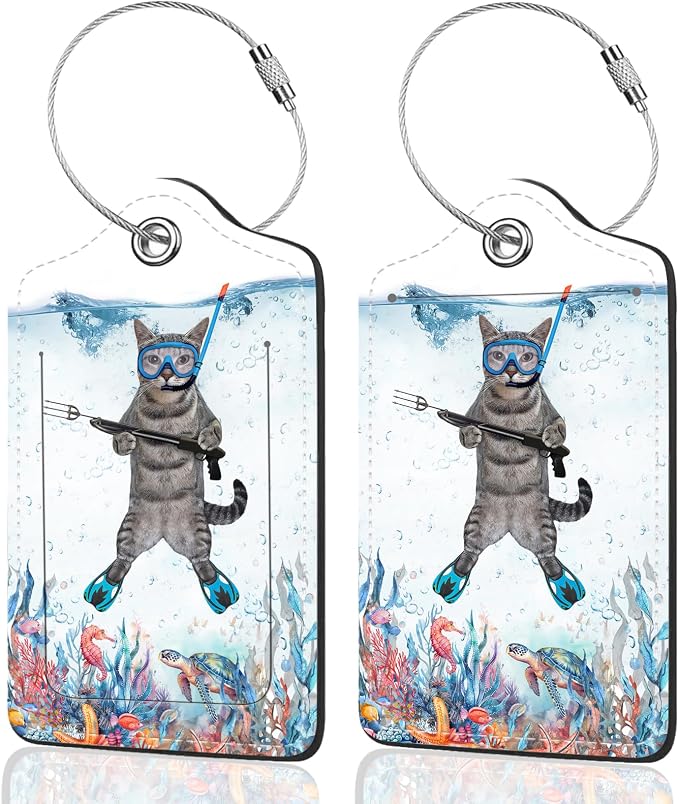 2Pack Luggage Tags for Suitcases, Cute Unique Pu Leather Cruise Luggage Tag by Unknown