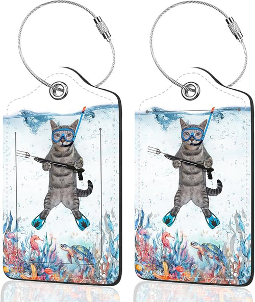 2Pack Luggage Tags for Suitcases, Cute Unique Pu Leather Cruise Luggage Tag by Unknown