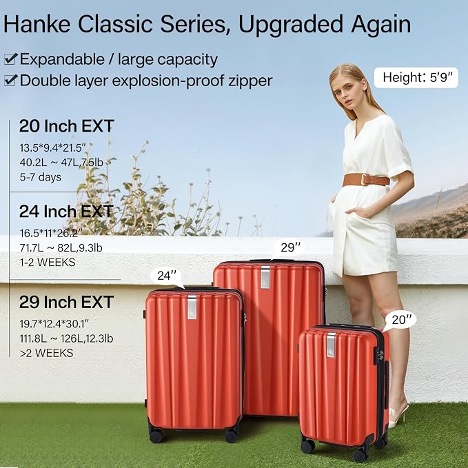 Hanke 24 Inch Expandable Checked Luggage Lightweight PC Hard Case Luggage - Image 2