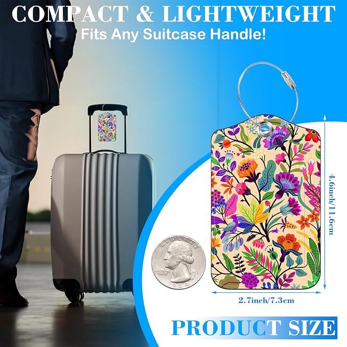 Colorful Flowers and Tropical Leaves Luggage Tags - Image 2