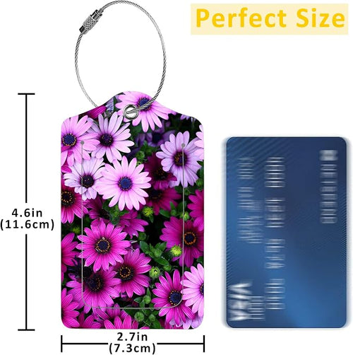 2 Pack Luggage Tags for Suitcases, Flowers Luggage Tag, PU Leather Id Label - Image 2