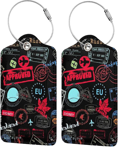 2 Pack Luggage Tags for Suitcases Women Men Kids, Go Travel-World Bag Tags for by South+Feather