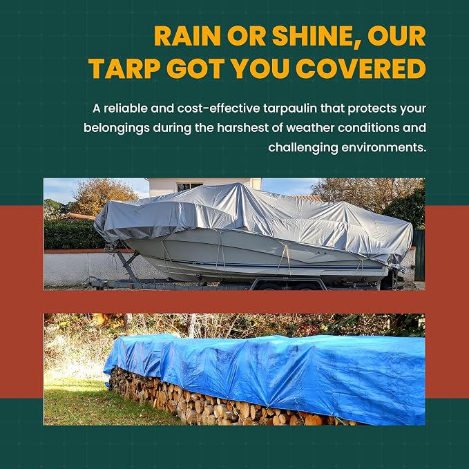 Tarp Cover 50X50 Silver/Black Heavy Duty Thick Material, Waterproof, RV Or Pool - Image 6