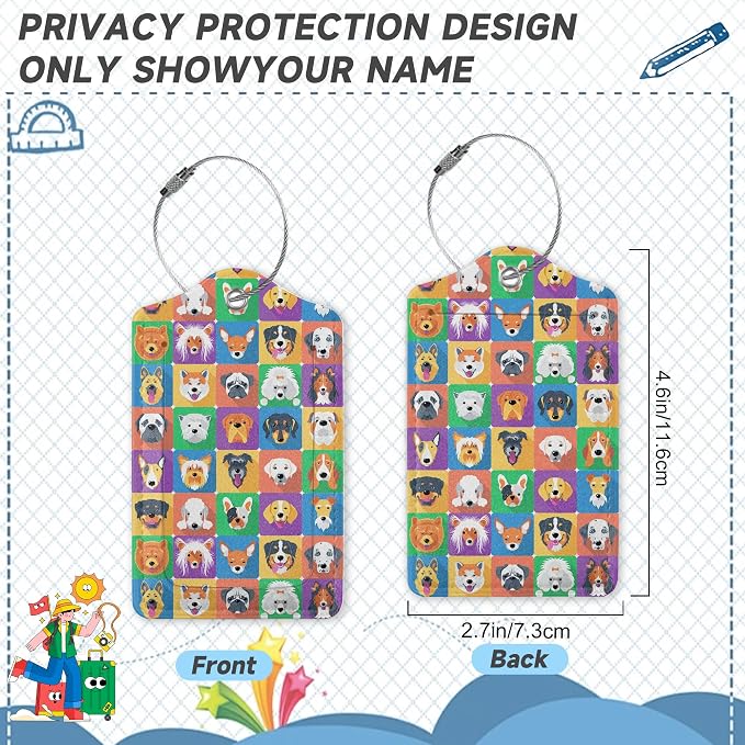 Cute Dog Luggage Tag for Suitcase 2 Pcs Unique Leather Suitcase Tags - Image 2