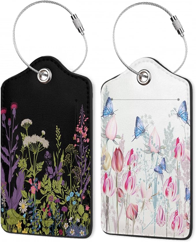 Butterfly Luggage Tags for Suitcase, Colorful Pink Tulip Flowers Luggage Tags by Unknown