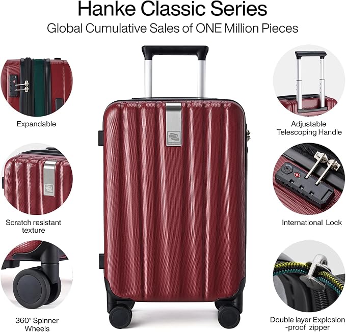 Hanke Expandable Hardshell Luggage Sets 3 piece Carry On Luggage - Image 4