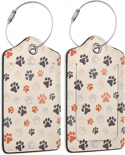 2 Pack Luggage Tags for Suitcase, Dog Cat Paws Leather Luggage Tag Bag Tags by Yashilaiya