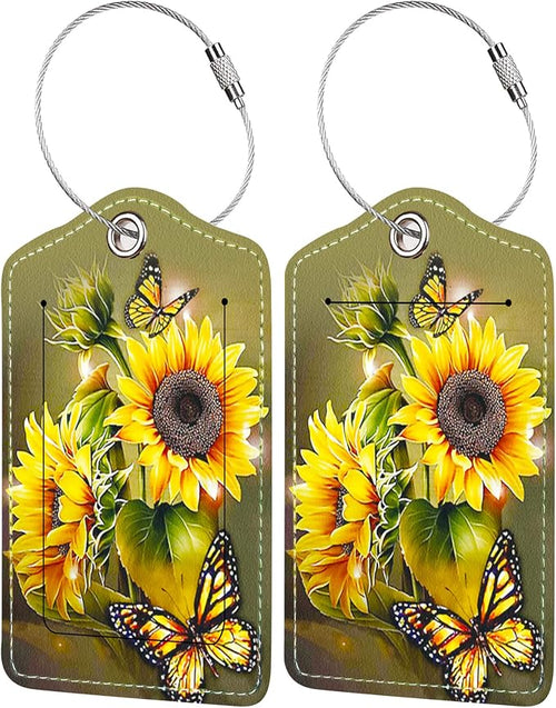 2 Pack Luggage Tag for Suitcase, Cute Unique Leather Bag Tags Identifiers by BestEioyo