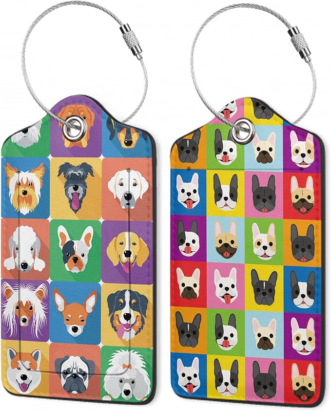 Cartoon Dog Icons Luggage Tags for Suitcase, Cute Dog Breeds Luggage Tags of by Unknown