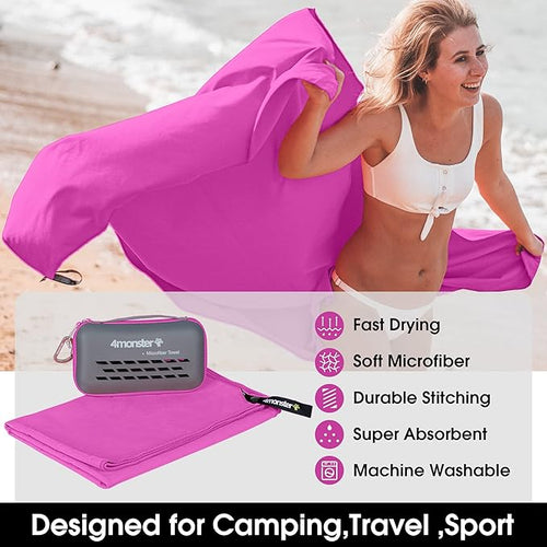 4Monster Camping Towel Super Absorbent, Quick Dry Microfiber Travel Towel - Image 2