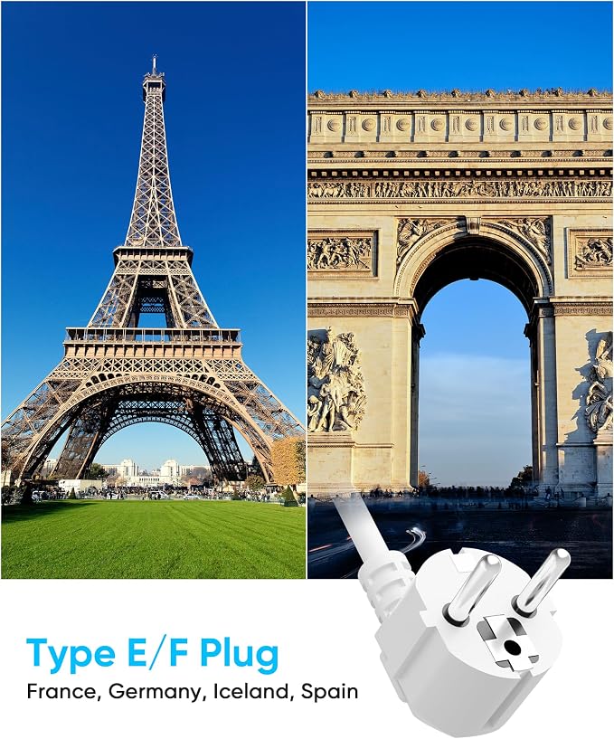 European Travel Plug Adapter, Olcorife US to Europe Type E/F Plug Adapter - Image 3