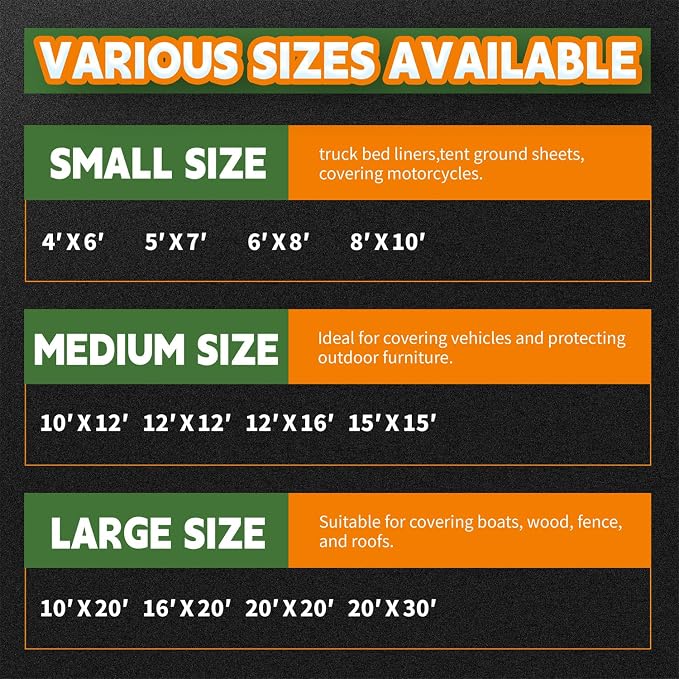 15x30 Feet Tarp Waterproof, 9Mil Thick, Finished Size Tarps, UV Resistant - Image 9