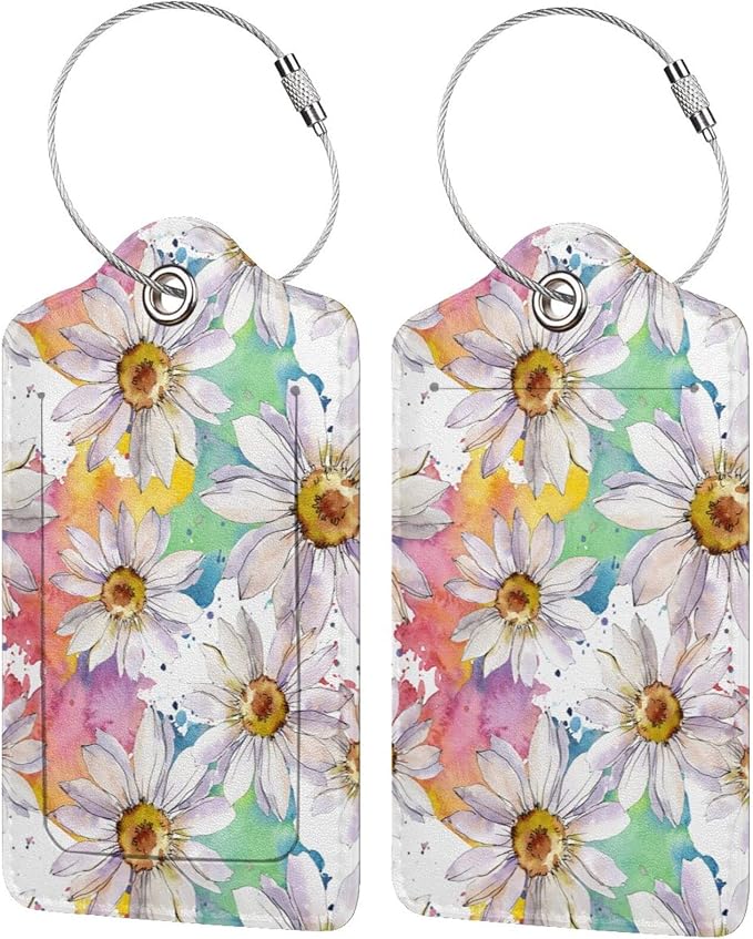 Colorful Daisy Flower Luggage Tags Suitcase Tag Privacy Name ID Card Spring by OUZPGAQ